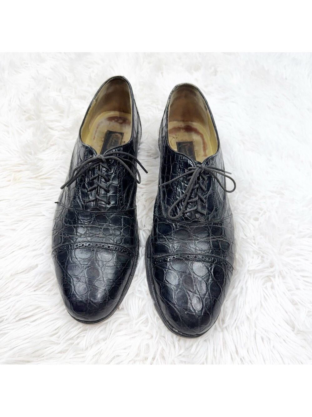 Marco Luigi Lace Up Crocodile Leather Oxford Shoes - Picture 2 of 10